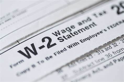 Example of a completed W-2 wage and tax statement